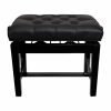 Piano Bench Black Solid Wood