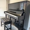 Piano Bench Black Solid Wood