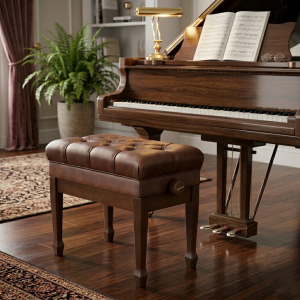 Bailanoom Adjustable Brown Piano Bench with Storage