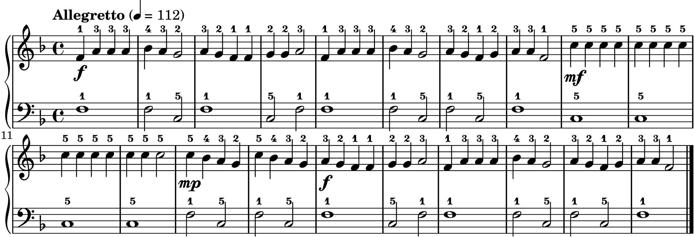 Alouette easy piano sheet music full score