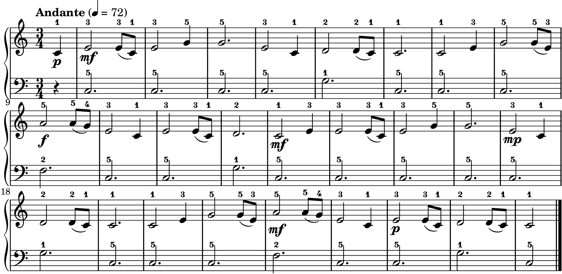 Amazing Grace easy piano sheet music full score