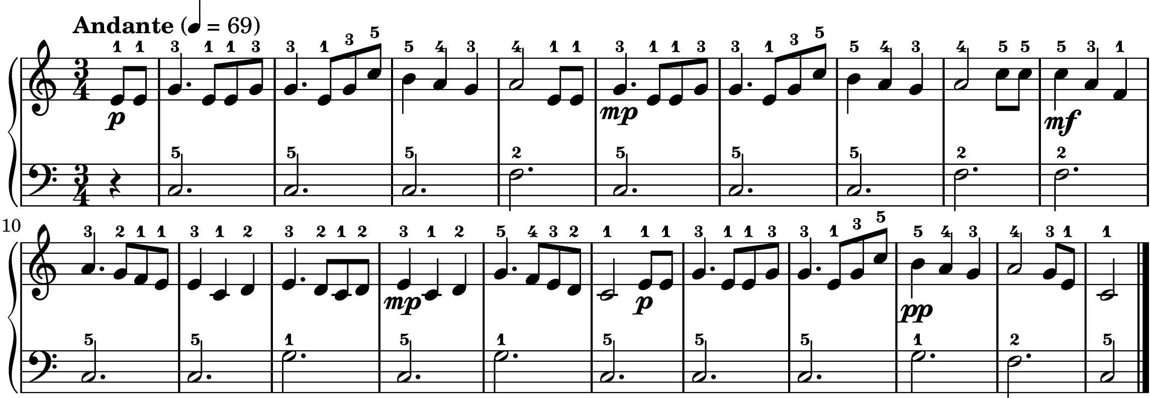 Brahms' Lullaby easy piano sheet music full score