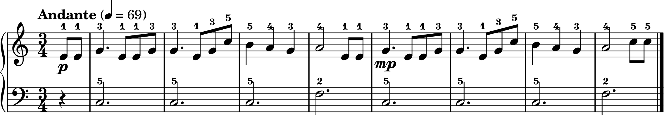 Brahms' Lullaby easy piano sheet music section A