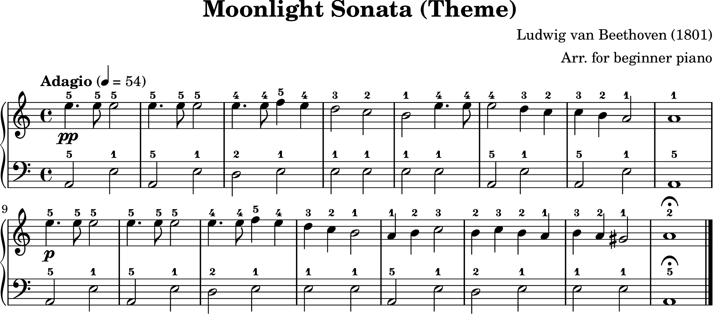 Moonlight Sonata easy piano arrangement preview - Halloween sheet music