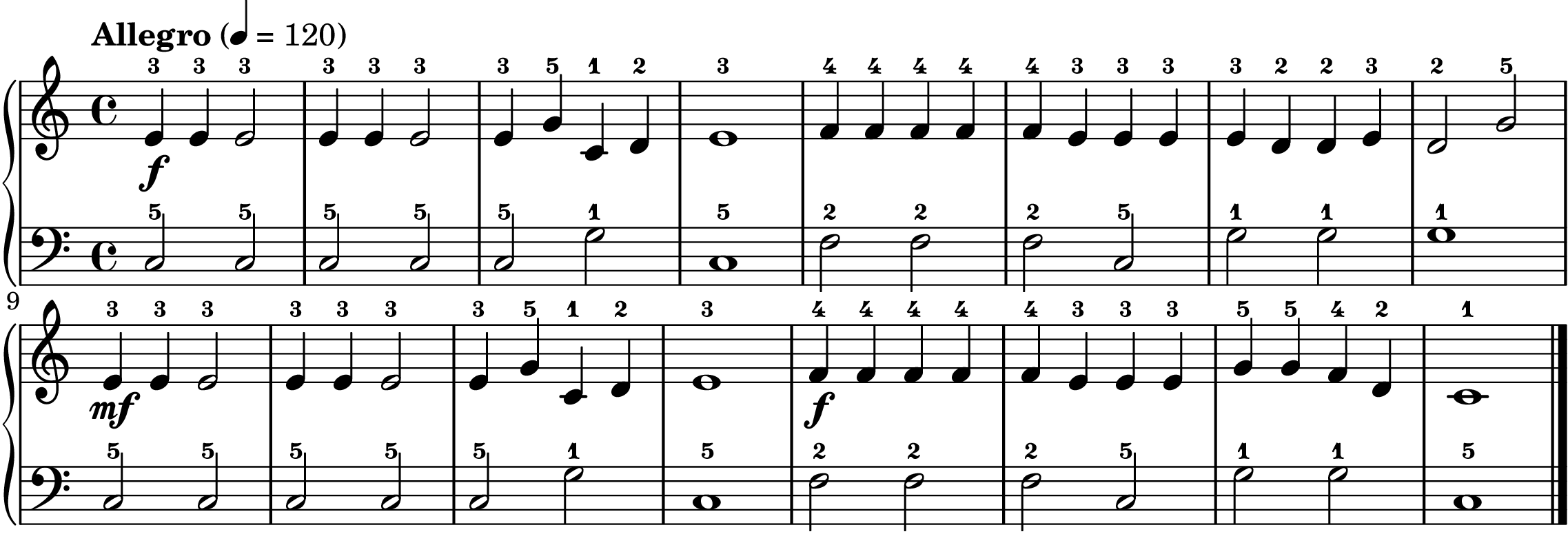 Jingle Bells easy piano sheet music full score