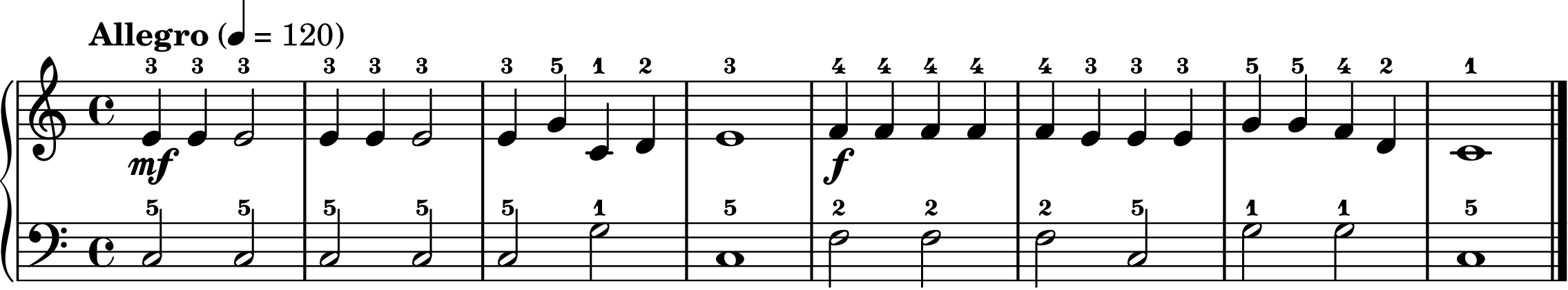 Jingle Bells easy piano sheet music section B