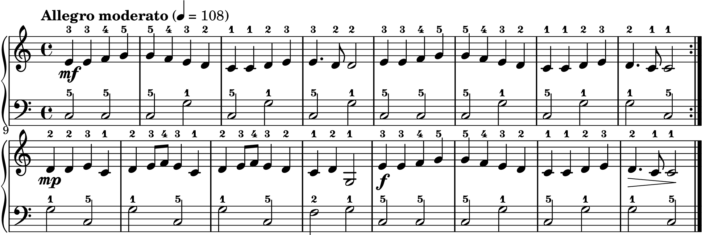 Ode to Joy easy piano sheet music full score