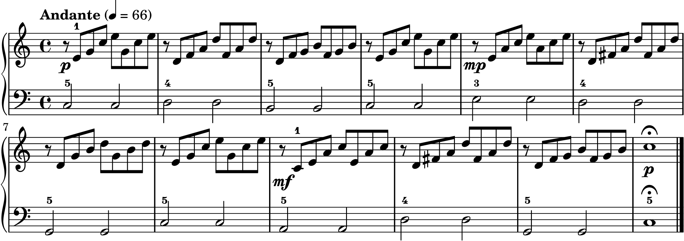 the Prelude in C easy piano sheet music full score