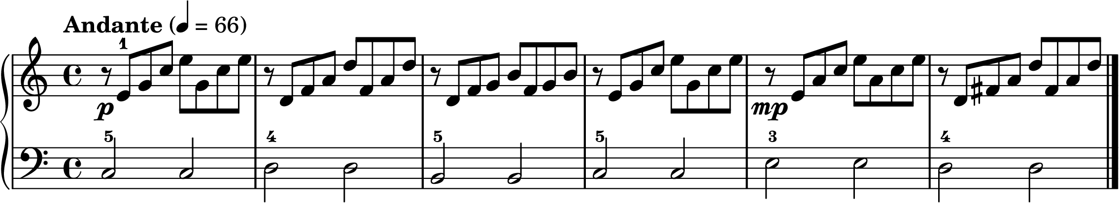 the Prelude in C easy piano sheet music section A