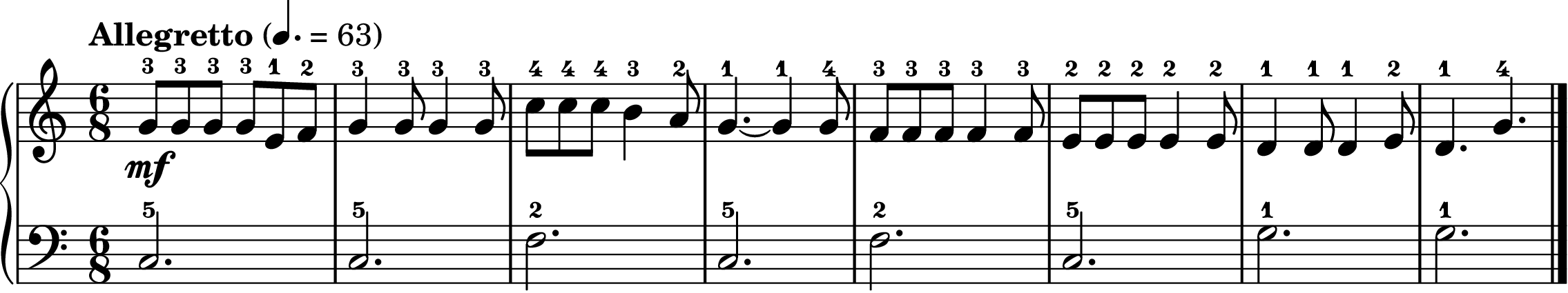 Over the River and Through the Wood easy piano sheet music section A