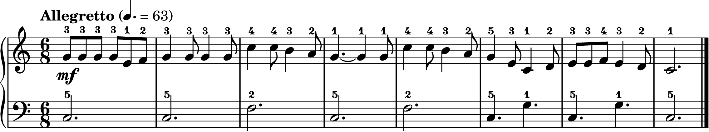 Over the River and Through the Wood easy piano sheet music section B