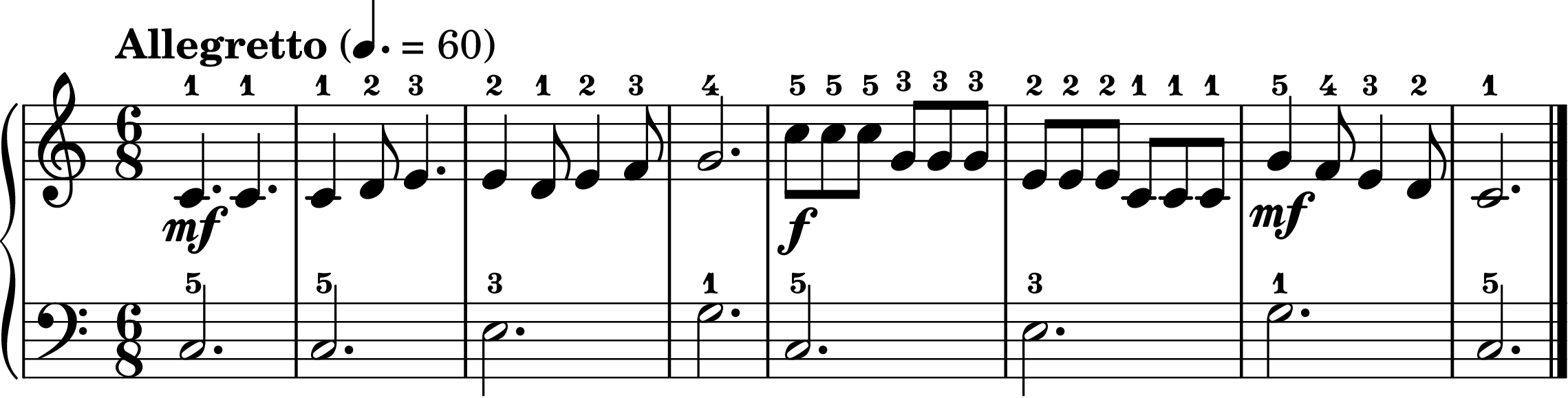 Row, Row, Row Your Boat easy piano sheet music full score