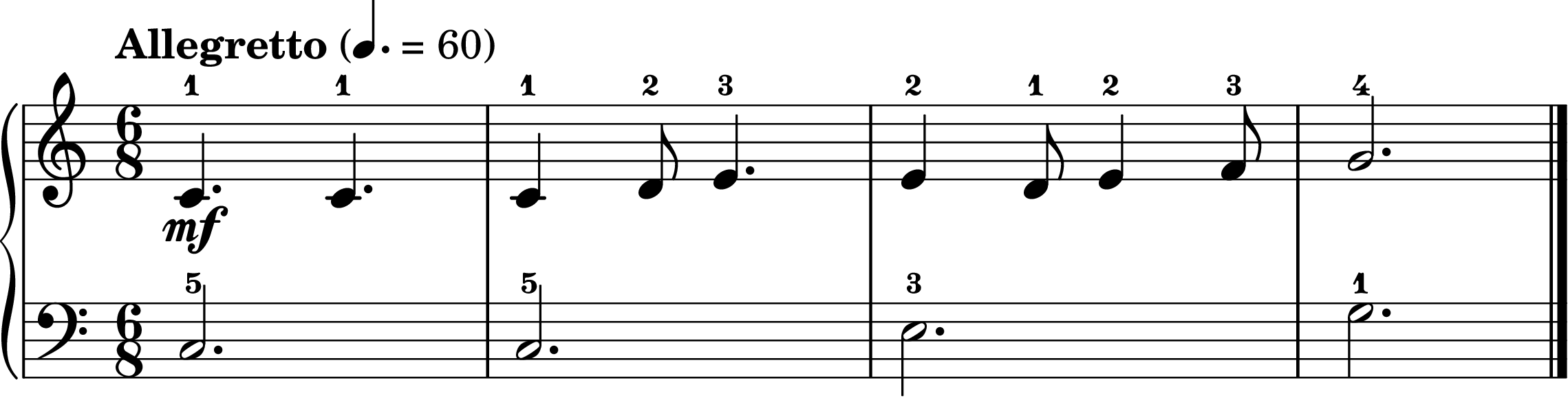 Row, Row, Row Your Boat easy piano sheet music section A