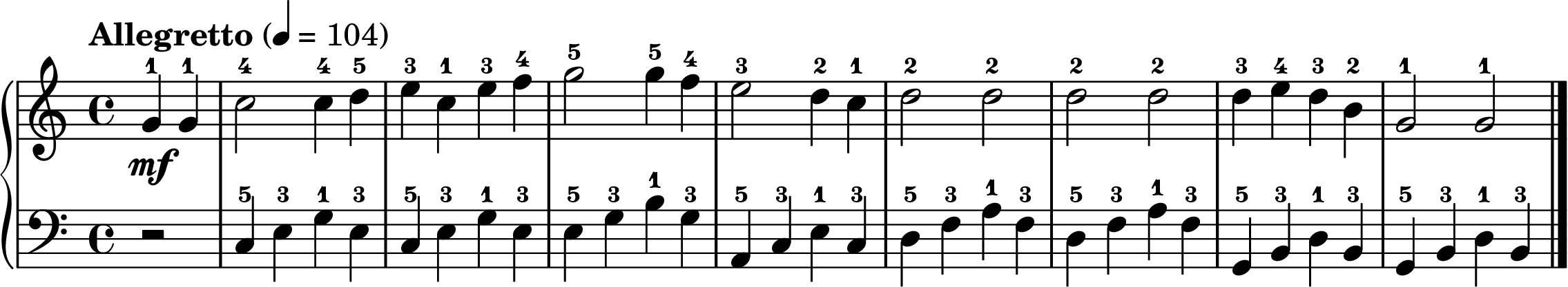 Simple Gifts easy piano sheet music section A