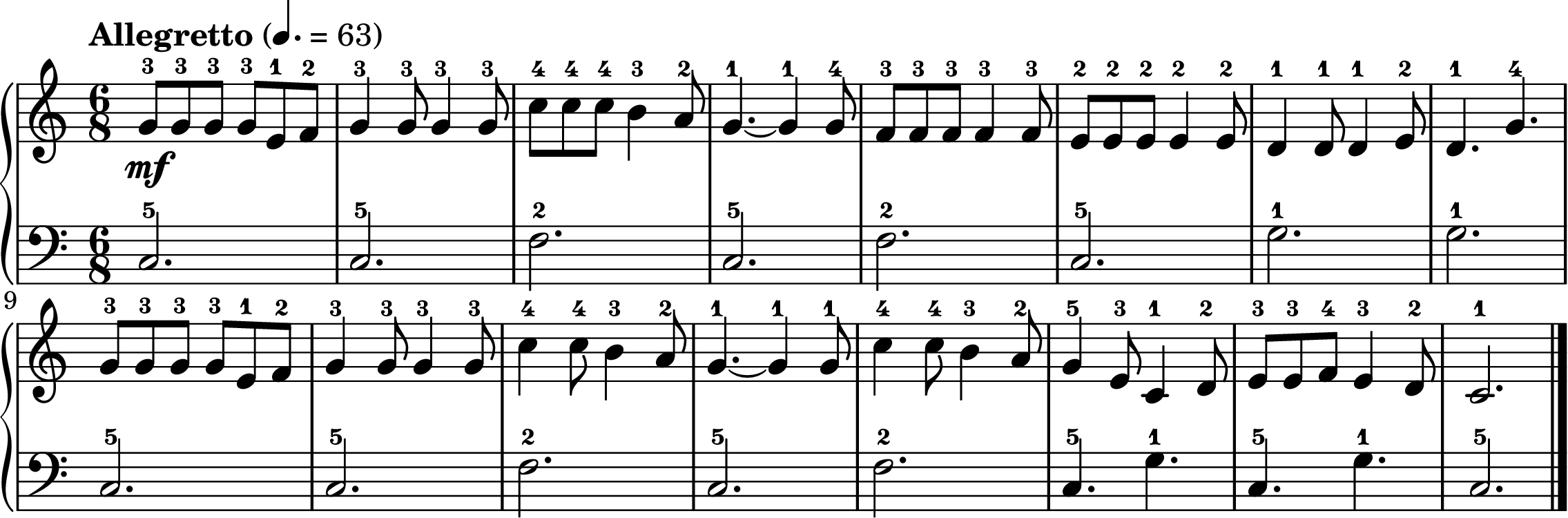 Over the River and Through the Wood free Thanksgiving piano sheet music for beginners