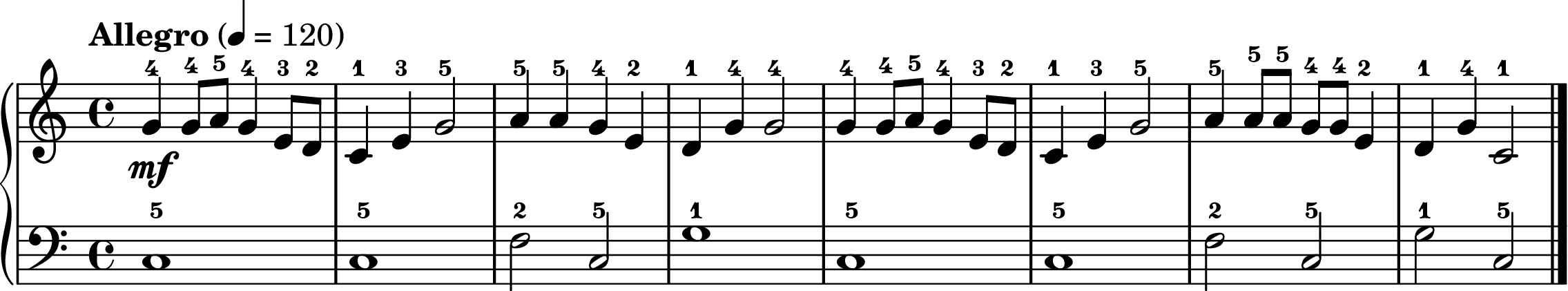 Up on the Housetop easy piano sheet music section A