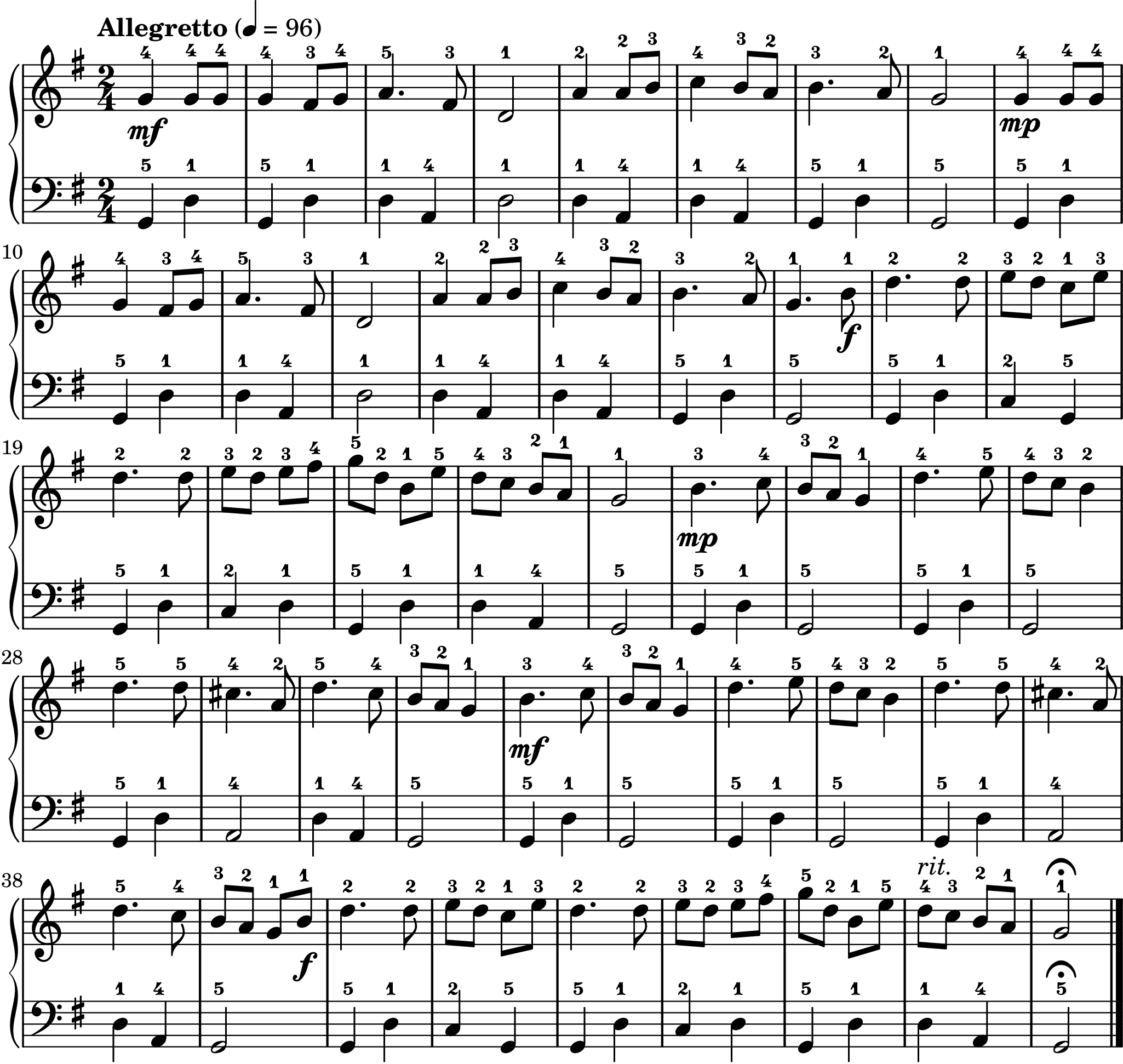 Campana sobre campana, partitura de piano fácil completa