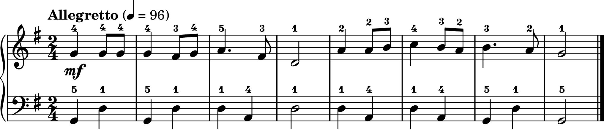 Campana sobre campana, partitura de piano fácil, sección A