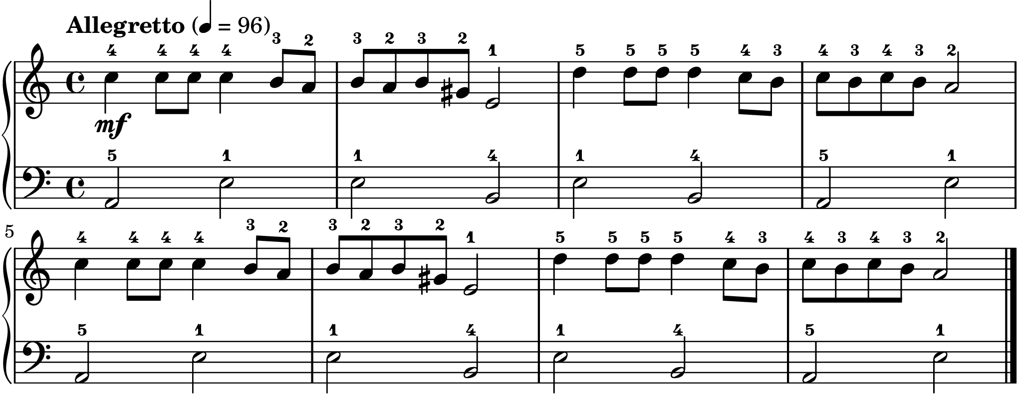 Los peces en el río, partitura de piano fácil, sección A
