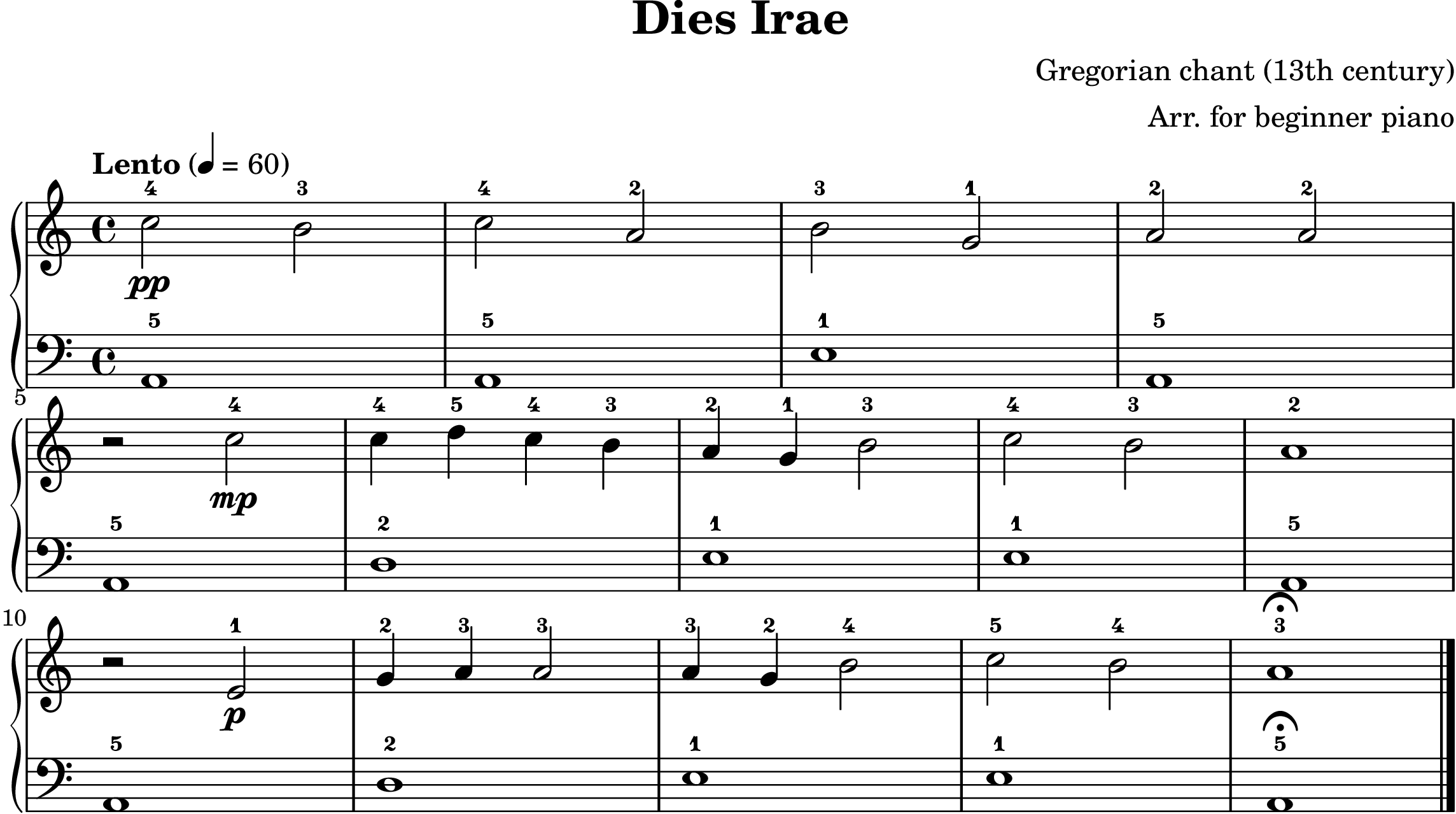 First page of the Dies Irae arrangement from the free Halloween pack