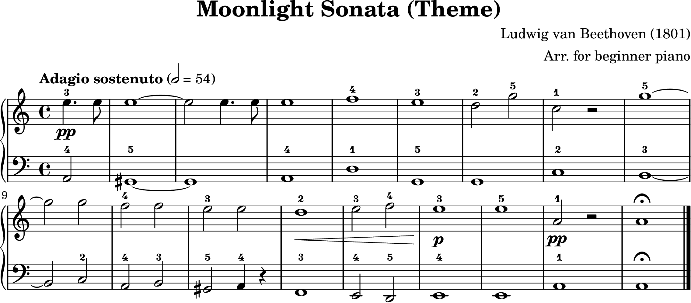 Moonlight Sonata easy piano arrangement preview - Halloween sheet music