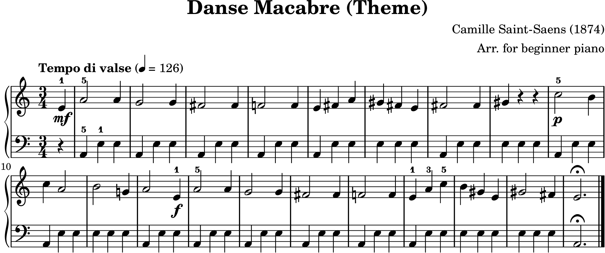 Danse Macabre easy piano waltz preview with Dies Irae quote