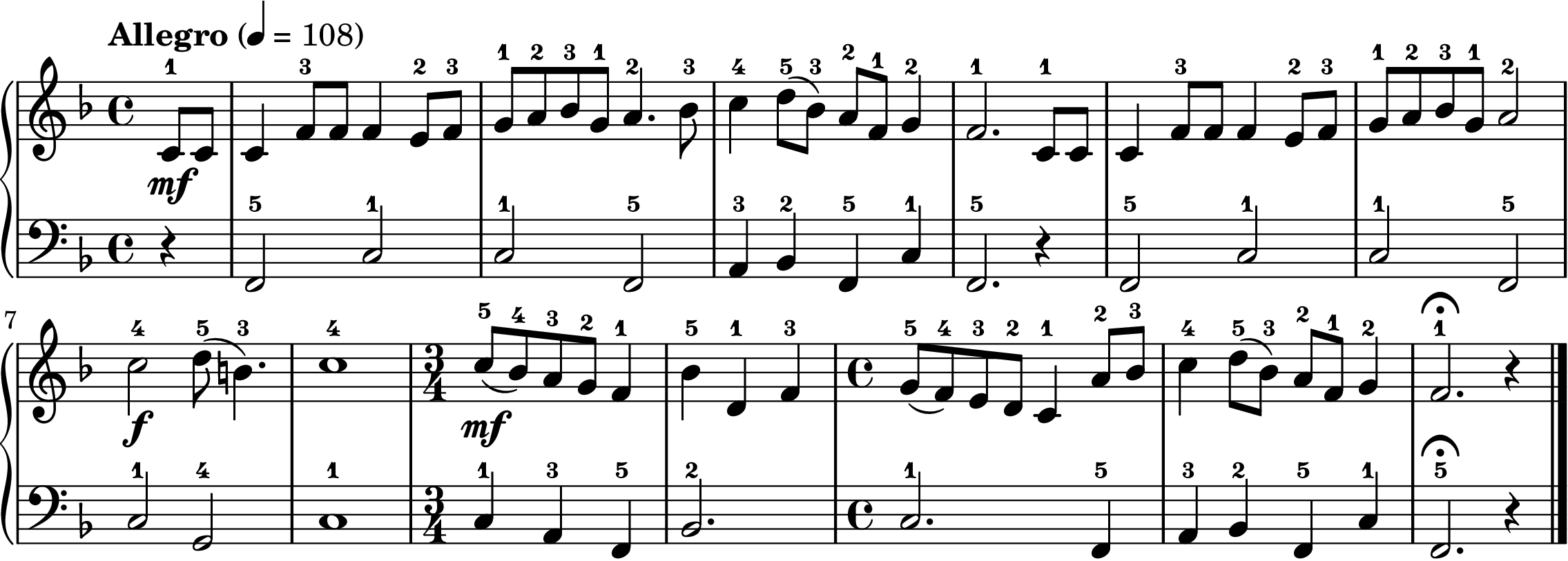 The Twelve Days of Christmas easy piano sheet music full score